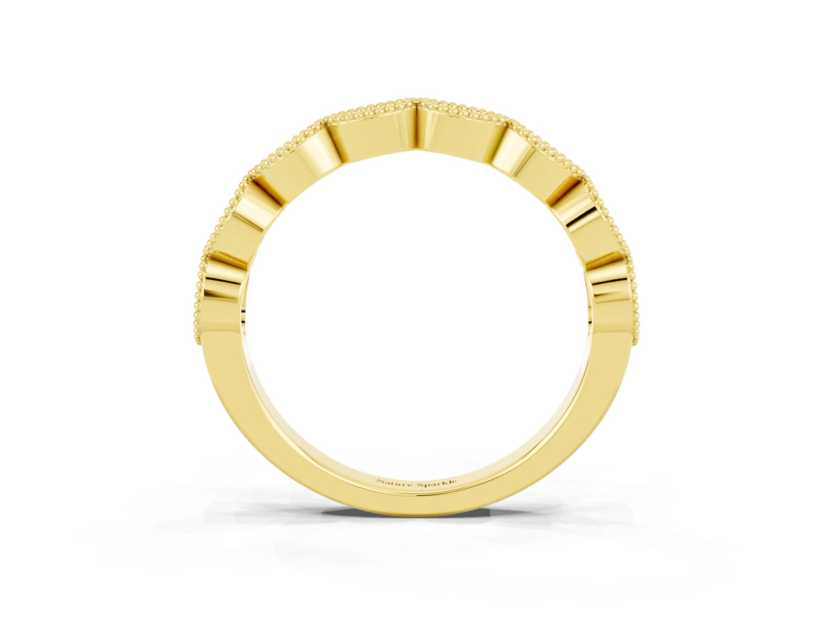 Marquise Amethyst Milgrain Half Eternity Band in Yellow gold with Bezel Setting_3