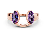 Marquise Amethyst Open Band Ring in Rose gold with Tension Setting