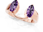 Marquise Amethyst Open Band Ring in Rose gold with Tension Setting_1