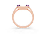 Marquise Amethyst Open Band Ring in Rose gold with Tension Setting_3
