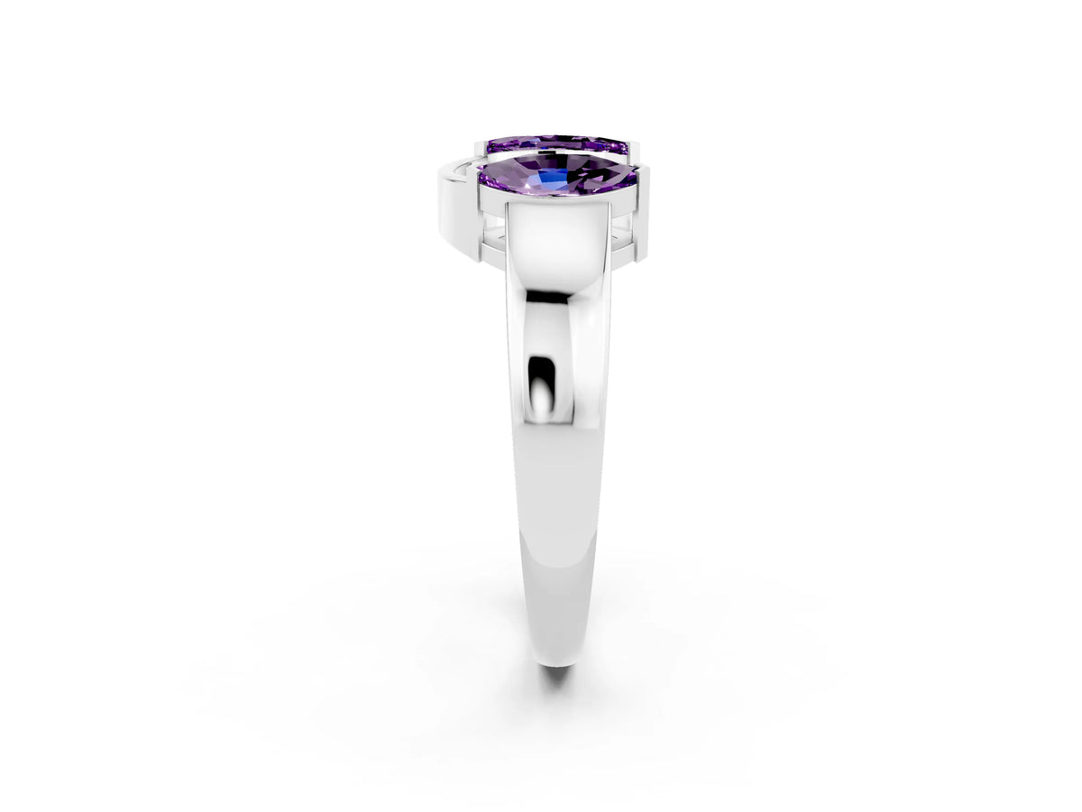Marquise Amethyst Open Band Ring in Silver with Tension Setting_2