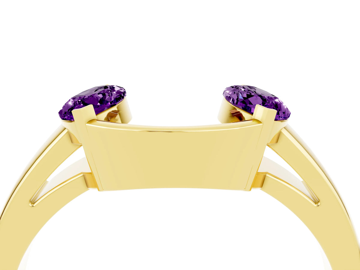 Marquise Amethyst Open Band Ring in Yellow gold with Tension Setting_4
