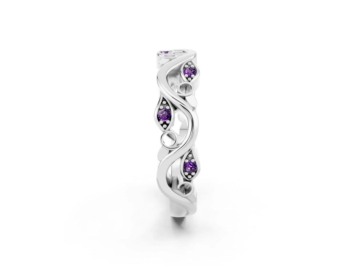 Marquise Amethyst Vine Eternity Band in Platinum with Bezel Setting_2