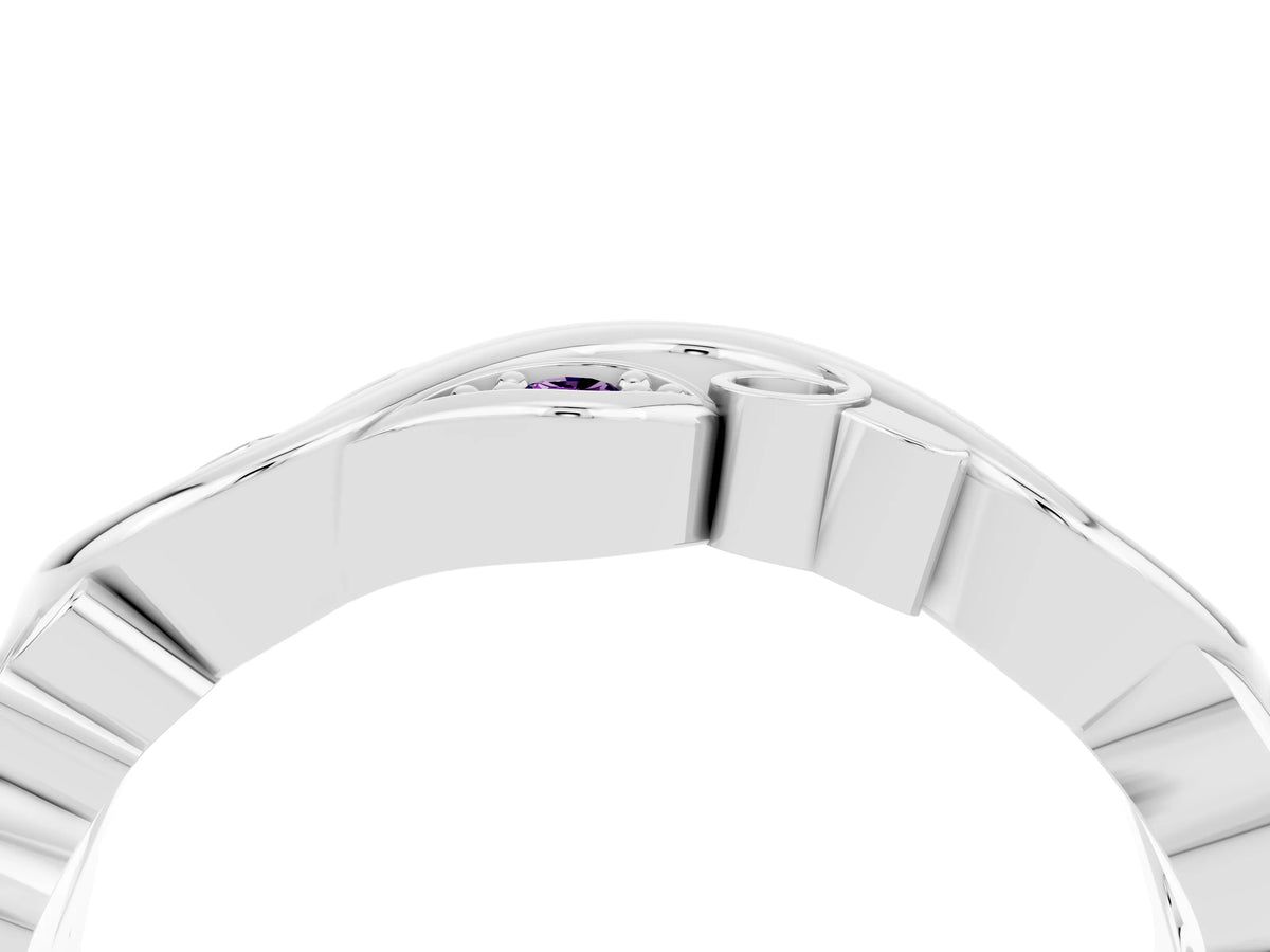 Marquise Amethyst Vine Eternity Band in Silver with Bezel Setting_4