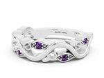 Marquise Amethyst Vine Eternity Band in White gold with Bezel Setting