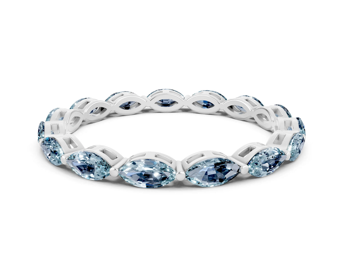 Marquise Aquamarine Eternity Band in Platinum with U-Prong Setting