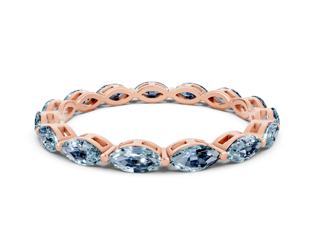 Marquise Aquamarine Eternity Band in Rose gold with U-Prong Setting