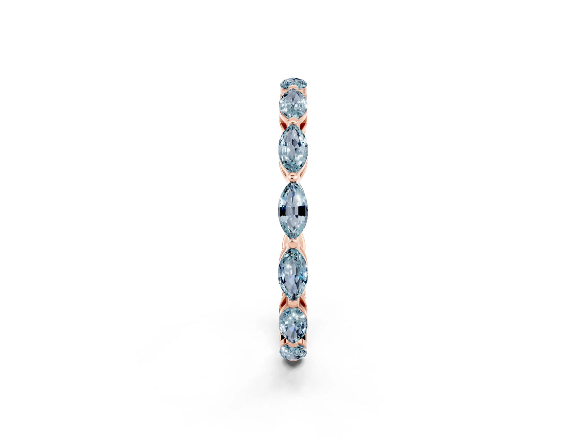 Marquise Aquamarine Eternity Band in Rose gold with U-Prong Setting_2