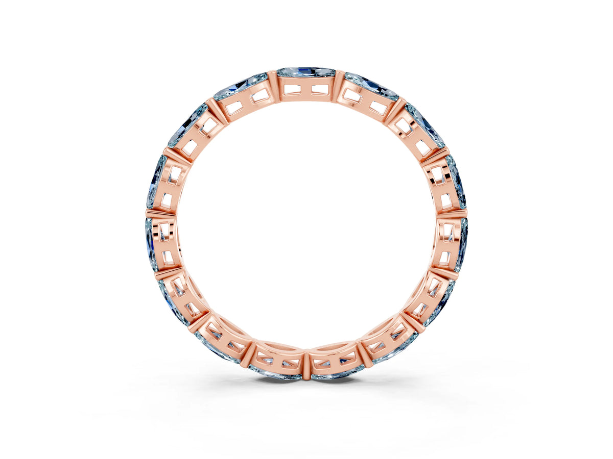 Marquise Aquamarine Eternity Band in Rose gold with U-Prong Setting_3