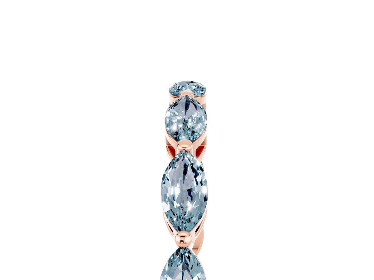 Marquise Aquamarine Eternity Band in Rose gold with U-Prong Setting_5