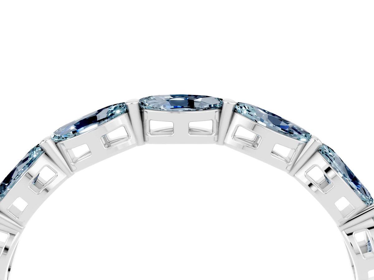 Marquise Aquamarine Eternity Band in White gold with U-Prong Setting_4