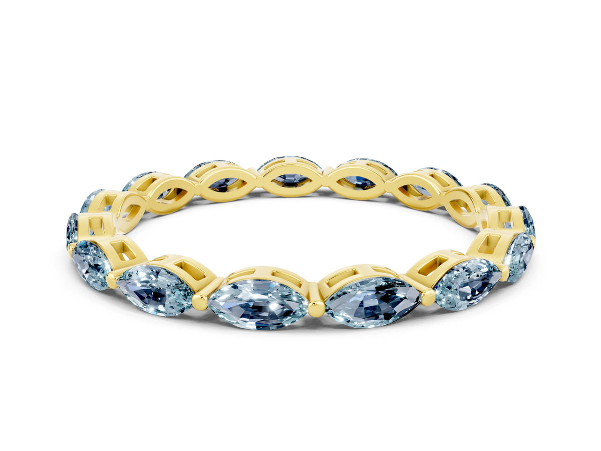 Marquise Aquamarine Eternity Band in Yellow gold with U-Prong Setting