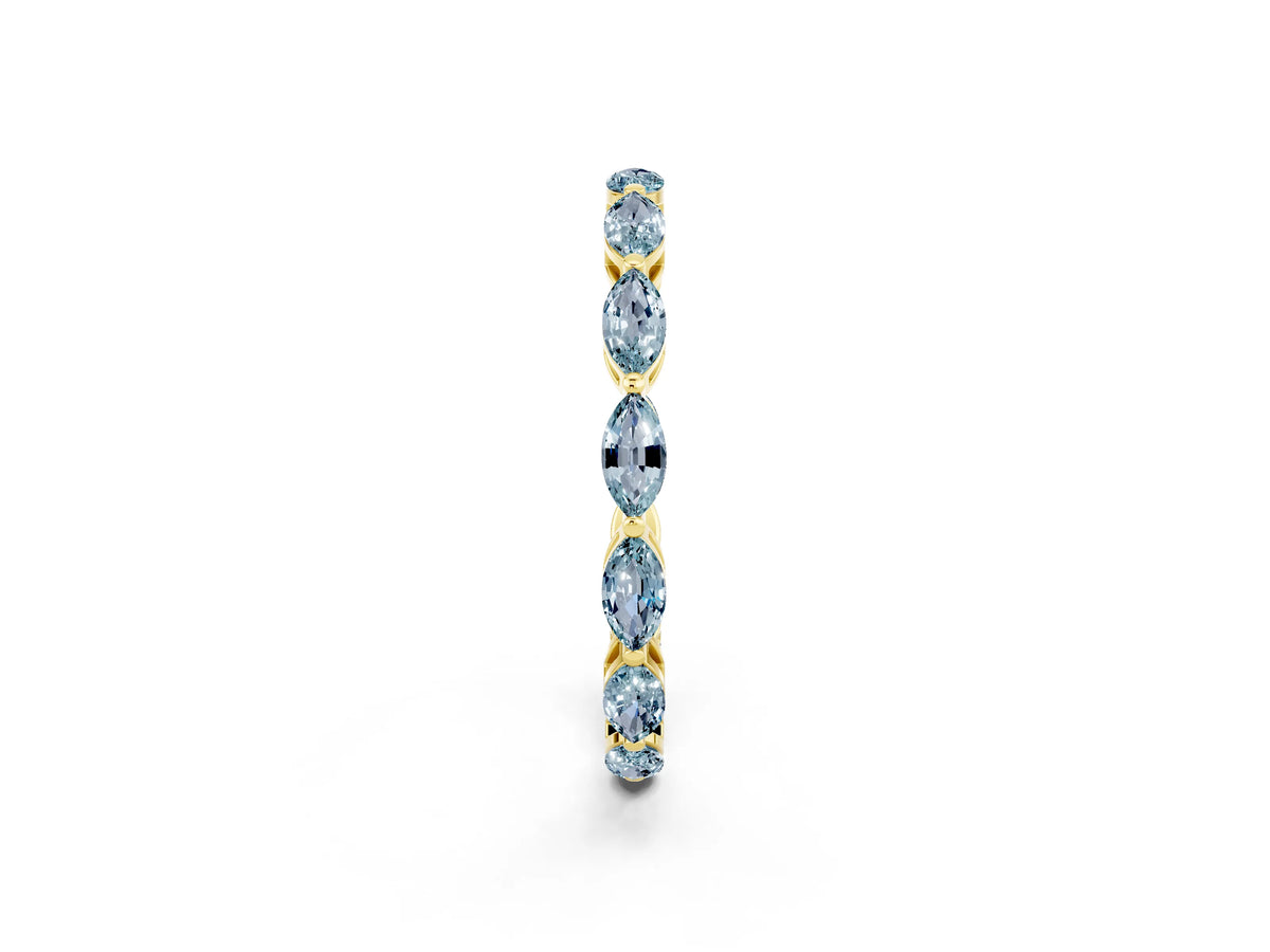 Marquise Aquamarine Eternity Band in Yellow gold with U-Prong Setting_2