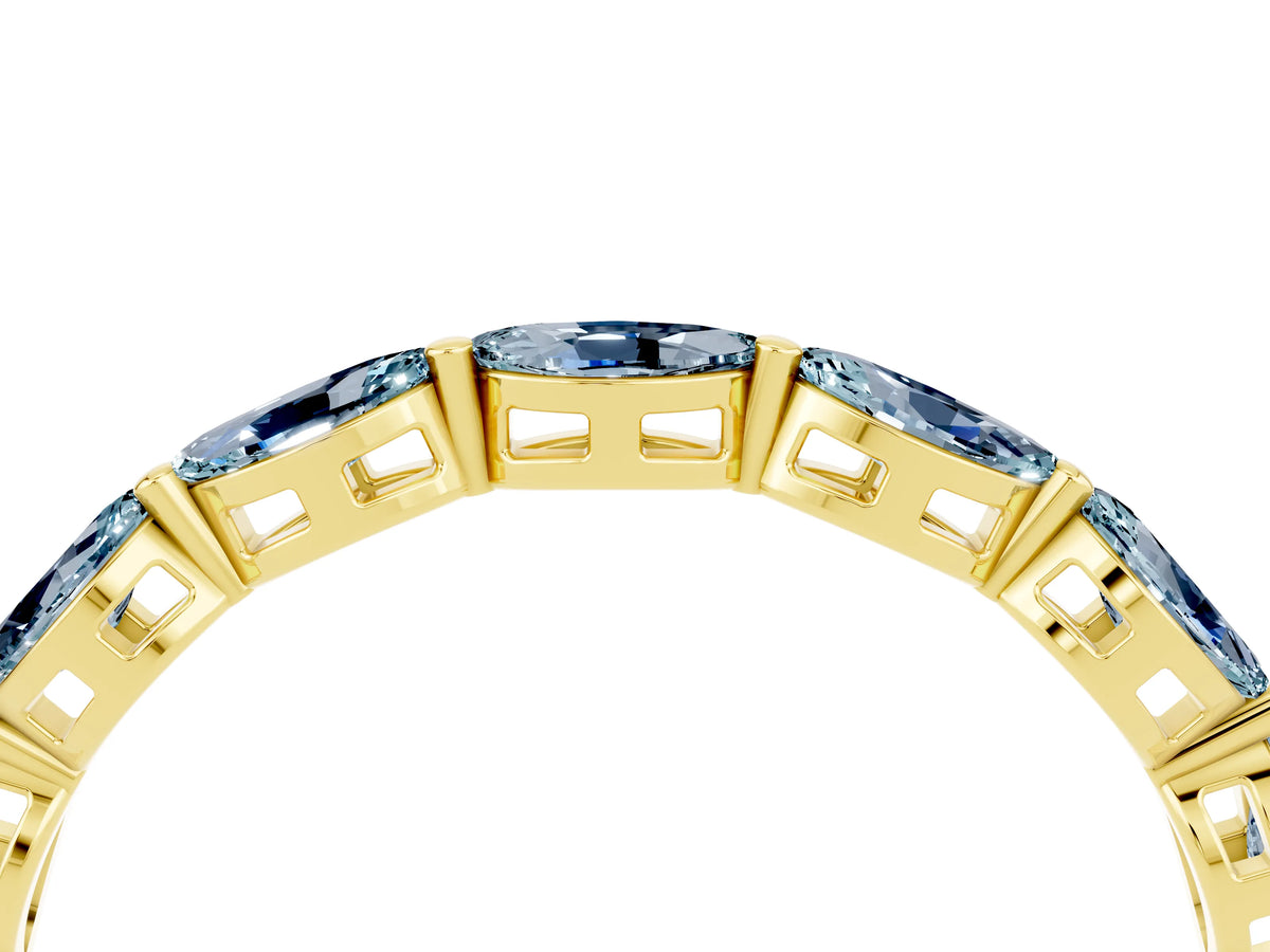 Marquise Aquamarine Eternity Band in Yellow gold with U-Prong Setting_4