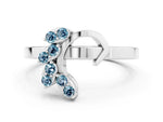 Marquise Aquamarine Floral Cluster Bypass Ring in Platinum with Prong Setting