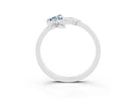 Marquise Aquamarine Floral Cluster Bypass Ring in Platinum with Prong Setting_3