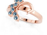 Marquise Aquamarine Floral Cluster Bypass Ring in Rose gold with Prong Setting_1