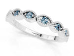 Marquise Aquamarine Milgrain Half Eternity Band in Platinum with Bezel Setting_1