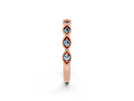 Marquise Aquamarine Milgrain Half Eternity Band in Rose gold with Bezel Setting_2