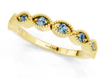 Marquise Aquamarine Milgrain Half Eternity Band in Yellow gold with Bezel Setting_1