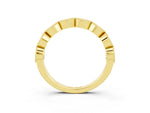 Marquise Aquamarine Milgrain Half Eternity Band in Yellow gold with Bezel Setting_3