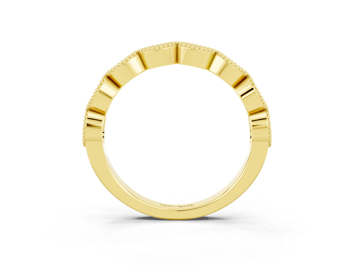 Marquise Aquamarine Milgrain Half Eternity Band in Yellow gold with Bezel Setting_3