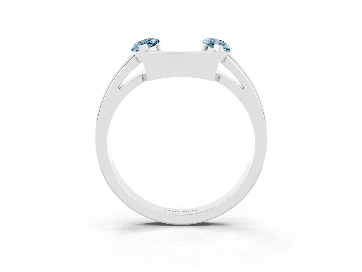 Marquise Aquamarine Open Band Ring in Platinum with Tension Setting_3