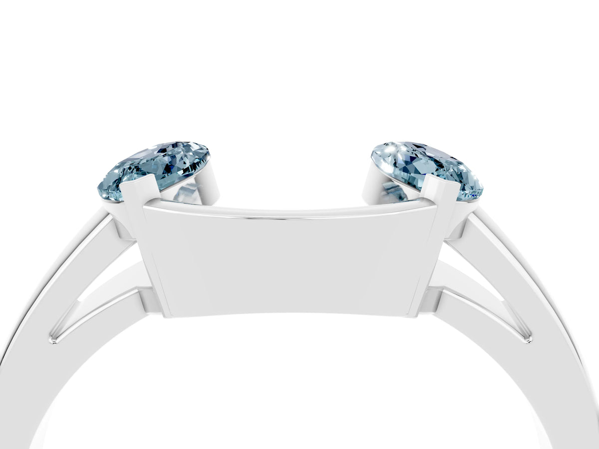 Marquise Aquamarine Open Band Ring in Platinum with Tension Setting_4