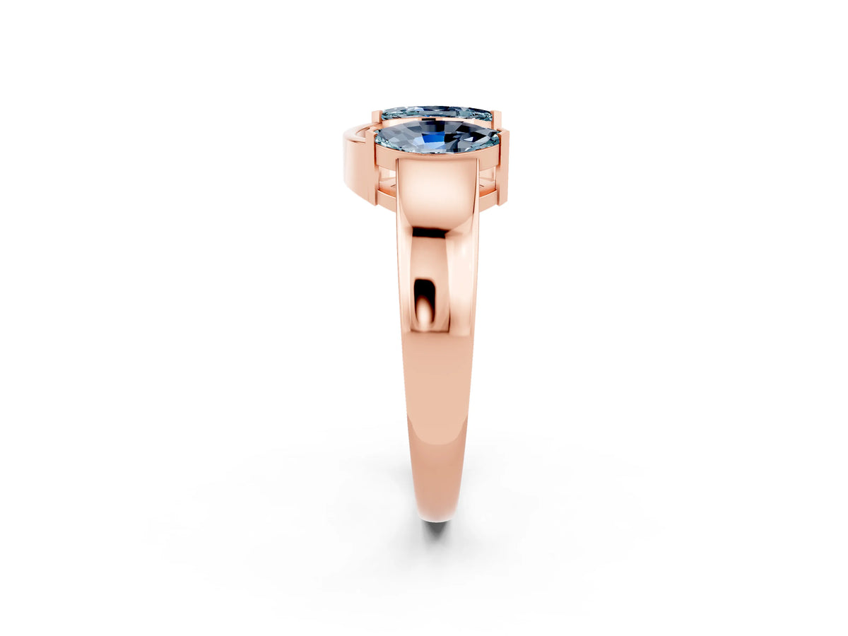 Marquise Aquamarine Open Band Ring in Rose gold with Tension Setting_2
