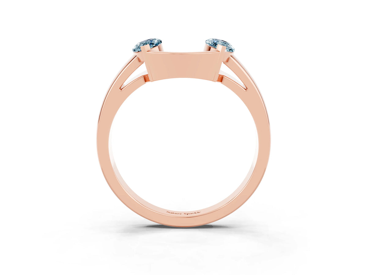 Marquise Aquamarine Open Band Ring in Rose gold with Tension Setting_3