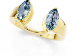Marquise Aquamarine Open Band Ring in Yellow gold with Tension Setting_1