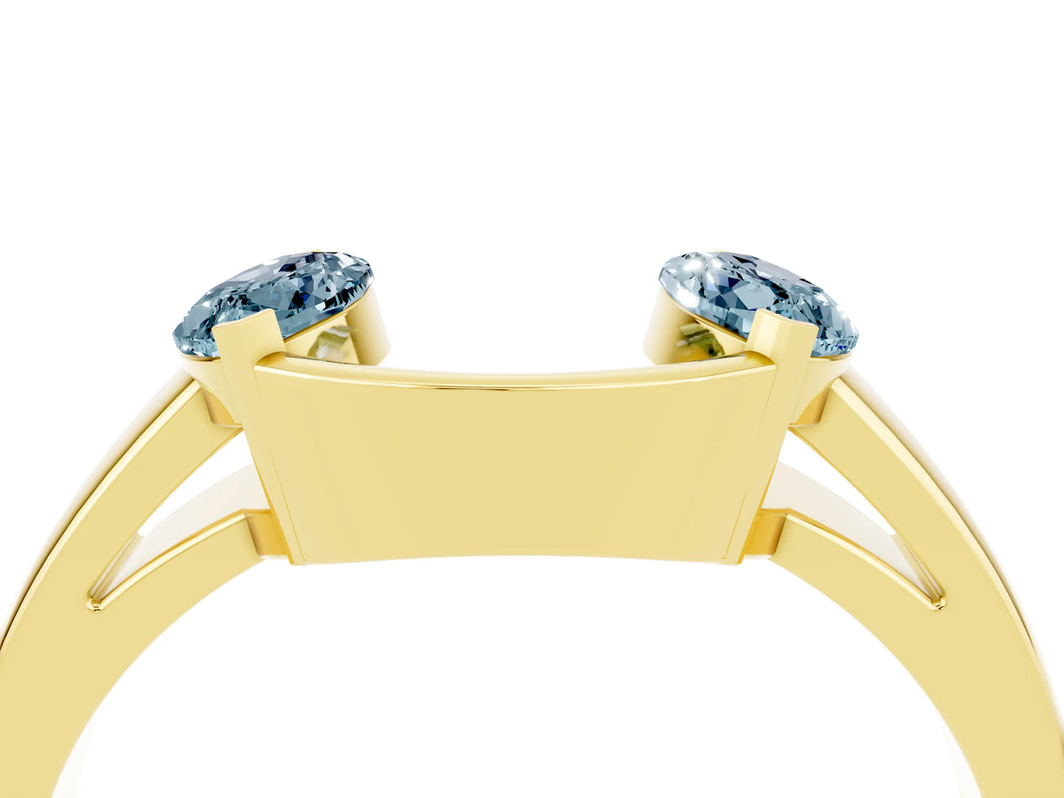 Marquise Aquamarine Open Band Ring in Yellow gold with Tension Setting_4