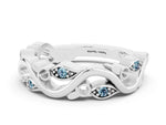 Marquise Aquamarine Vine Eternity Band in Platinum with Bezel Setting
