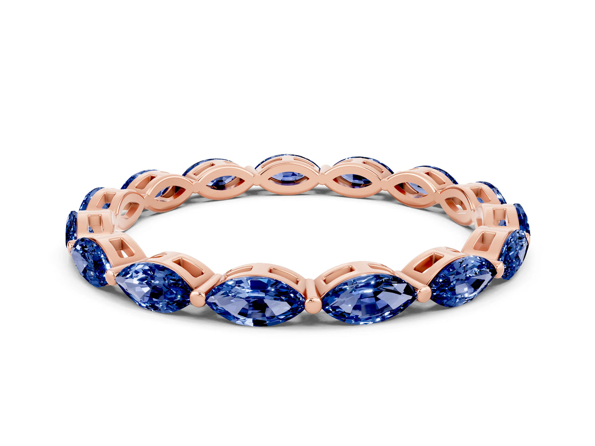 Marquise Blue Sapphire Eternity Band in Rose gold with U-Prong Setting