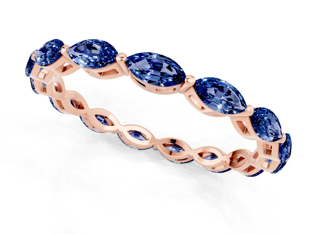 Marquise Blue Sapphire Eternity Band in Rose gold with U-Prong Setting_1