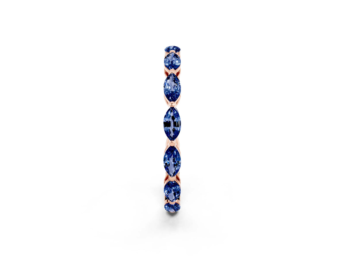 Marquise Blue Sapphire Eternity Band in Rose gold with U-Prong Setting_2