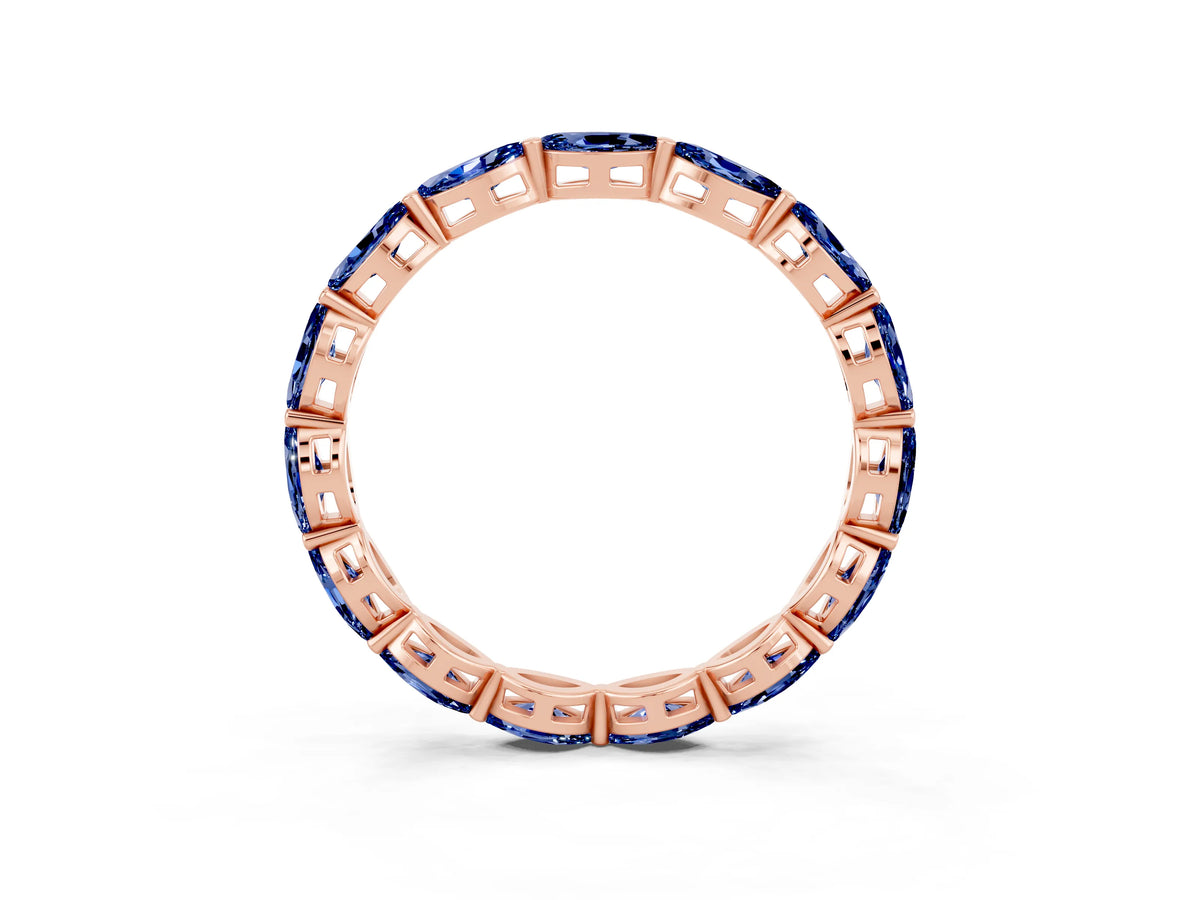 Marquise Blue Sapphire Eternity Band in Rose gold with U-Prong Setting_3