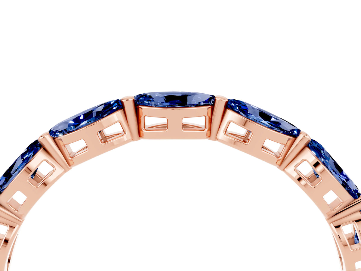 Marquise Blue Sapphire Eternity Band in Rose gold with U-Prong Setting_4