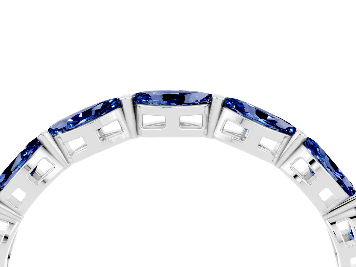 Marquise Blue Sapphire Eternity Band in Silver with U-Prong Setting_4