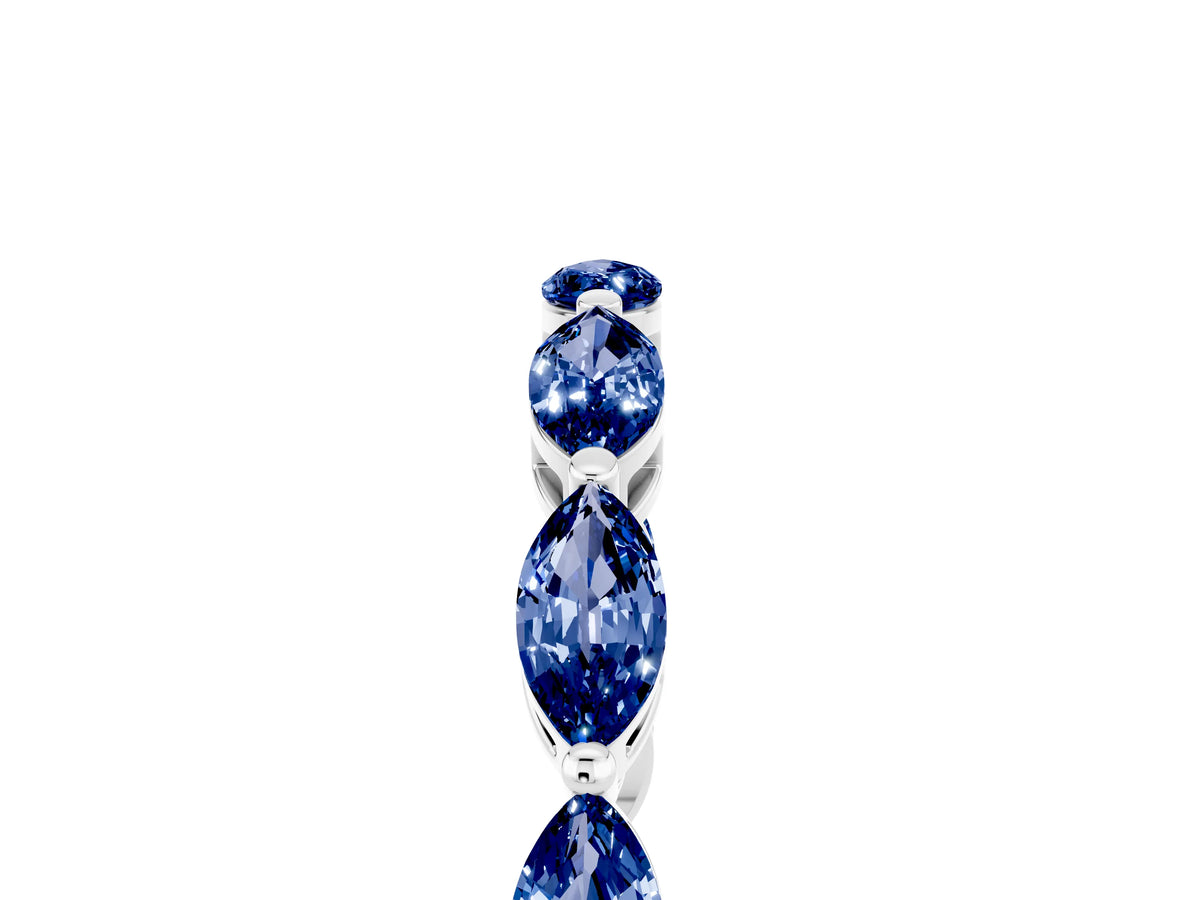 Marquise Blue Sapphire Eternity Band in Silver with U-Prong Setting_5