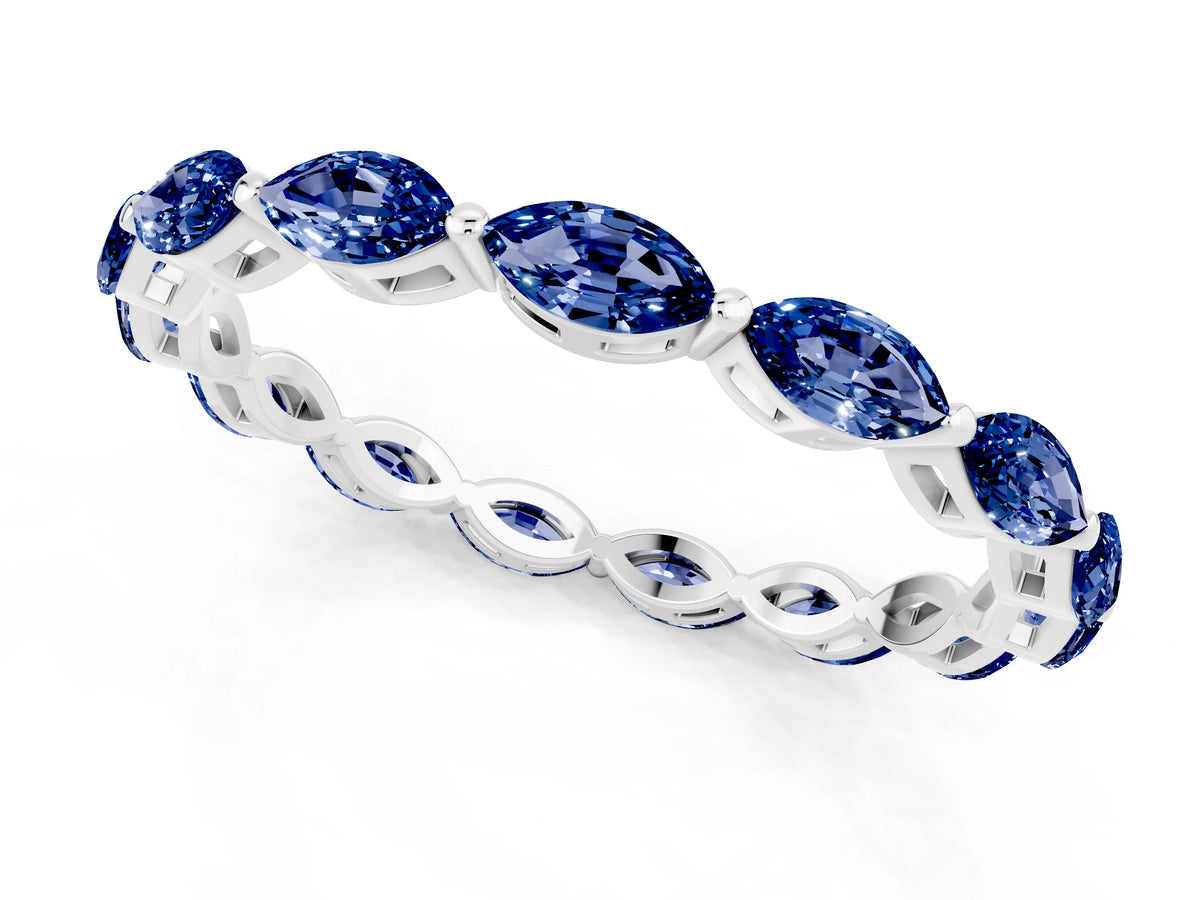 Marquise Blue Sapphire Eternity Band in White gold with U-Prong Setting_1