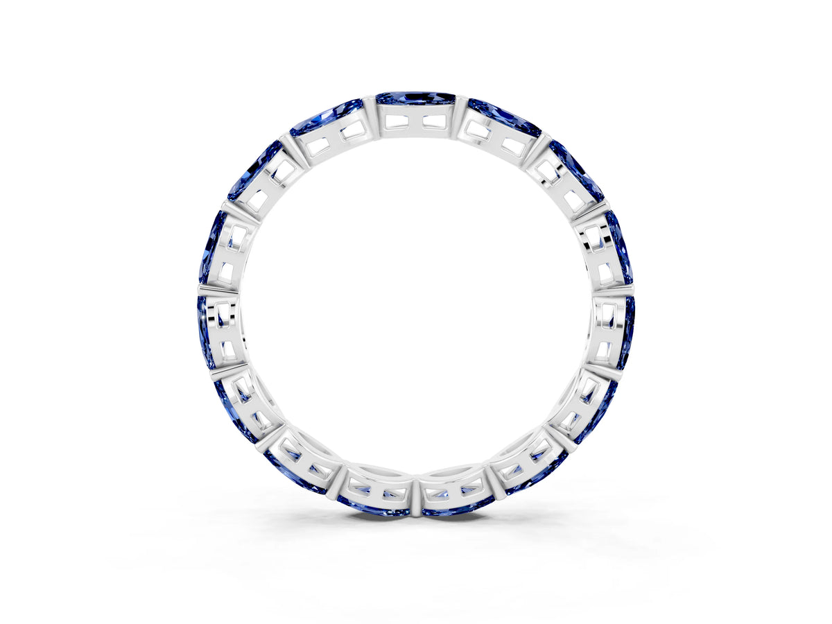 Marquise Blue Sapphire Eternity Band in White gold with U-Prong Setting_3