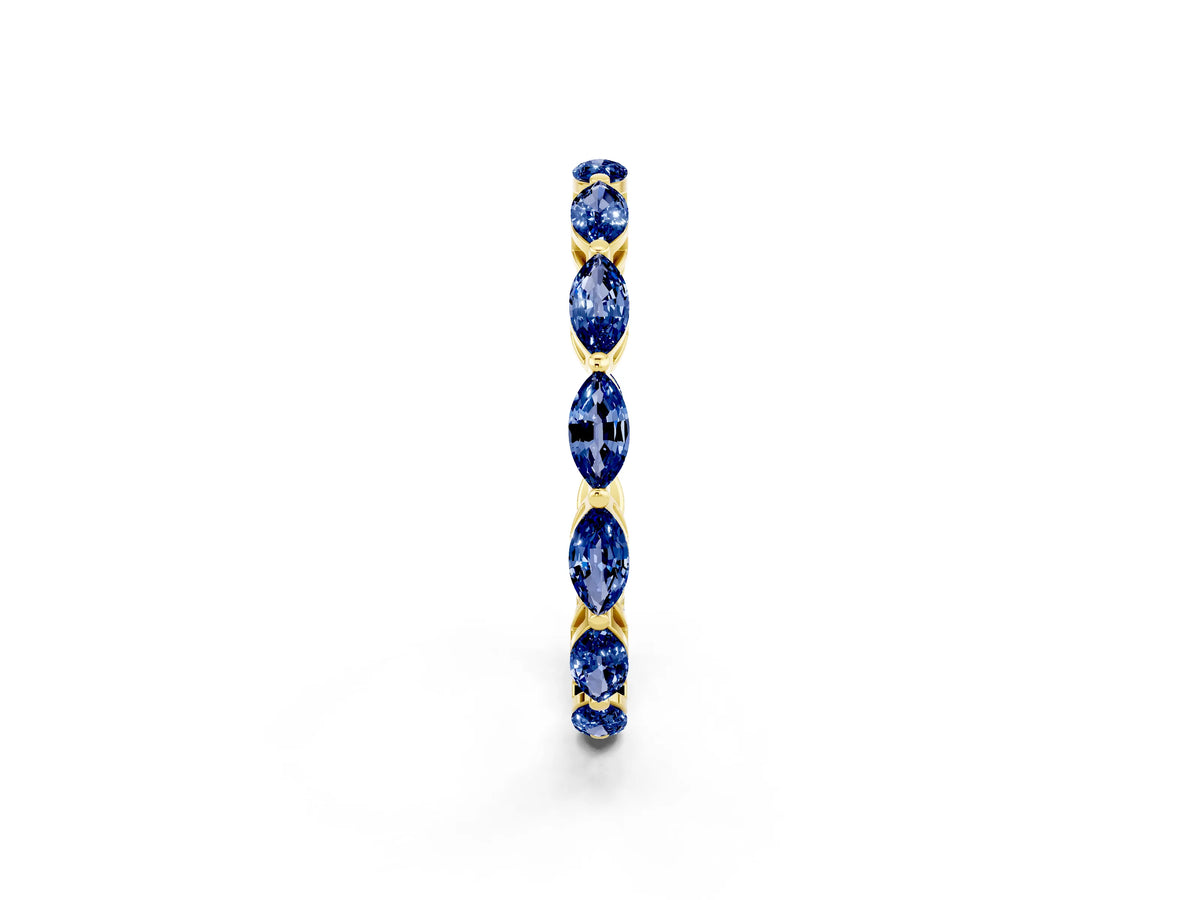 Marquise Blue Sapphire Eternity Band in Yellow gold with U-Prong Setting_2
