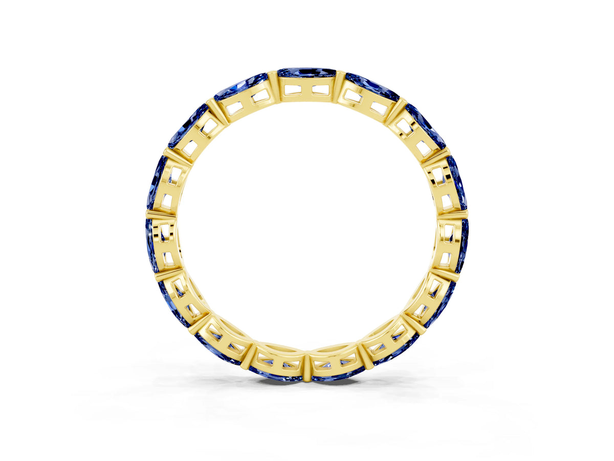 Marquise Blue Sapphire Eternity Band in Yellow gold with U-Prong Setting_3