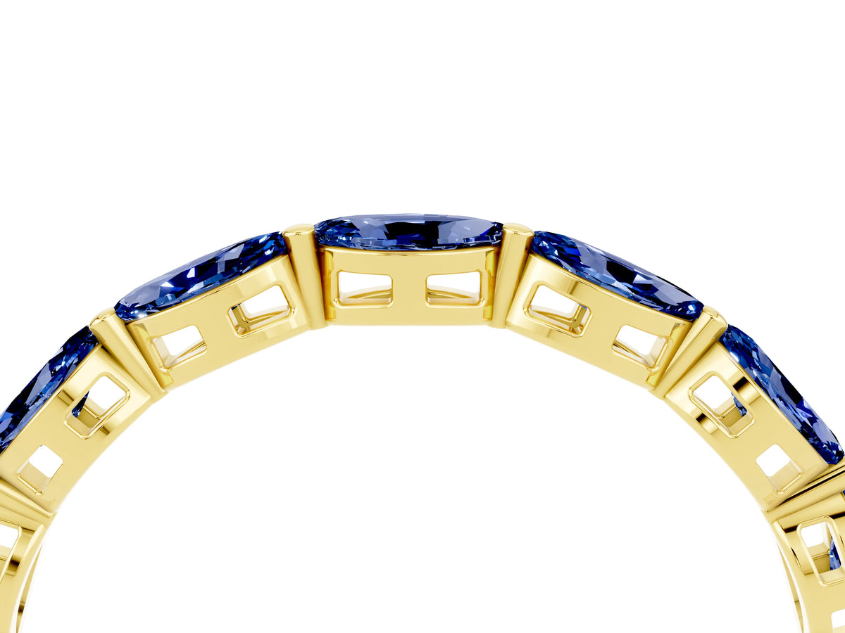 Marquise Blue Sapphire Eternity Band in Yellow gold with U-Prong Setting_4