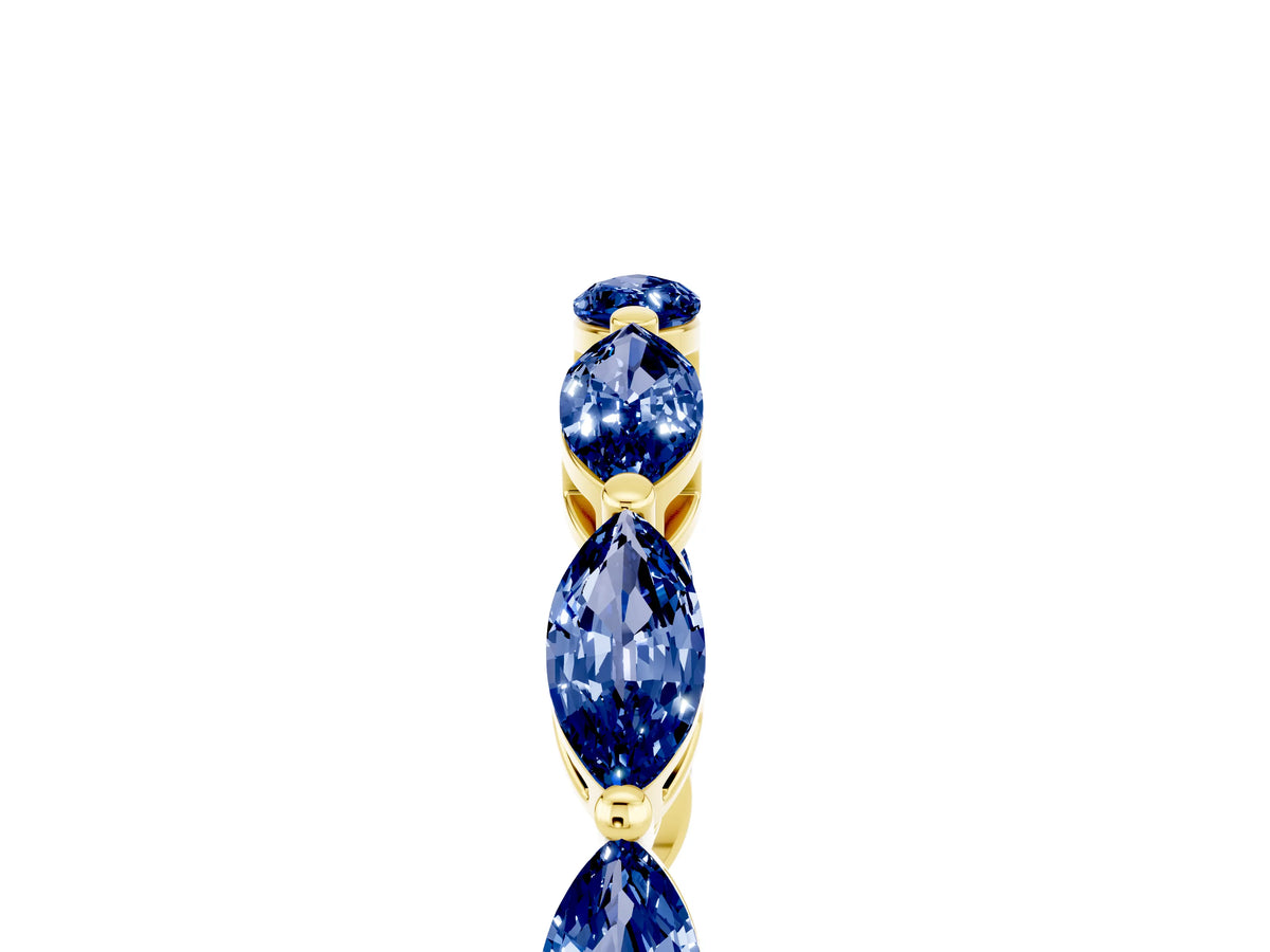 Marquise Blue Sapphire Eternity Band in Yellow gold with U-Prong Setting_5
