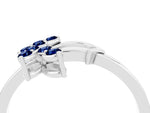 Marquise Blue Sapphire Floral Cluster Bypass Ring in Platinum with Prong Setting_4