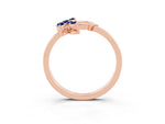 Marquise Blue Sapphire Floral Cluster Bypass Ring in Rose gold with Prong Setting_3