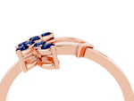 Marquise Blue Sapphire Floral Cluster Bypass Ring in Rose gold with Prong Setting_4