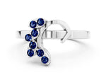 Marquise Blue Sapphire Floral Cluster Bypass Ring in Silver with Prong Setting